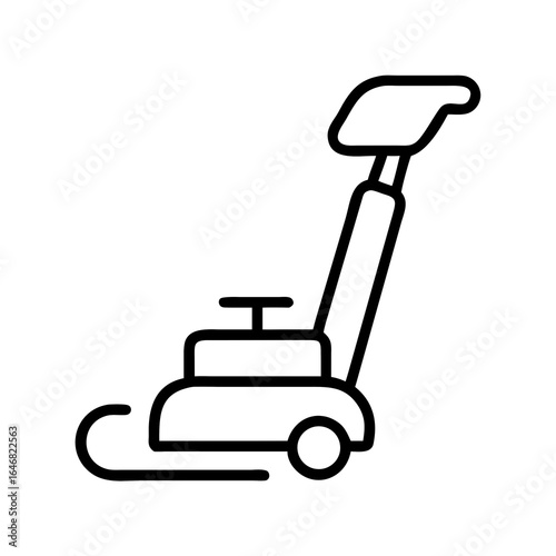 Floor polisher machine in minimalist line art style  