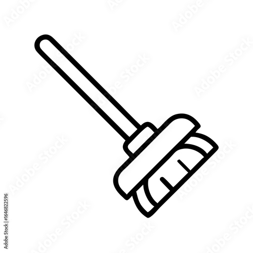 Cleaning plunger with handle in black and white outline style  