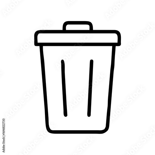 Simple outline of a trash bin in black and white design  