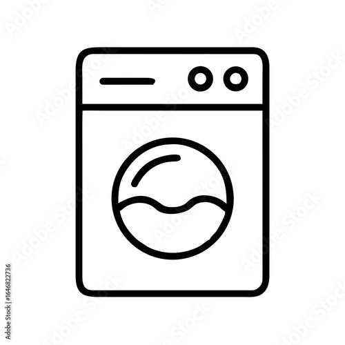 Washing machine outline icon with loading drum design  