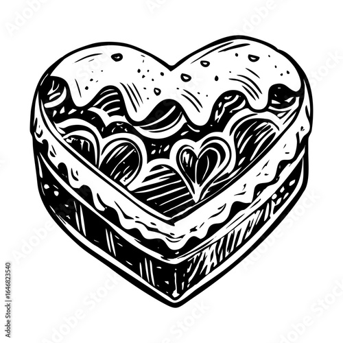 An illustration of valentine cake designed vintage style