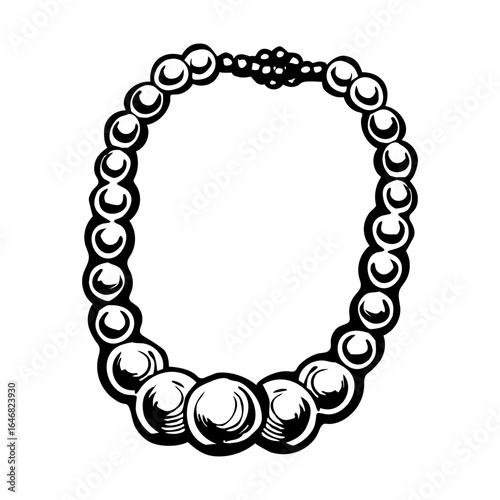 An illustration of pearl necklace in vintage style