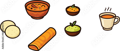 South Indian Breakfast Vector Illustration