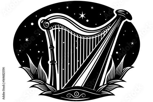 Harp Silhouette Vector Illustration
