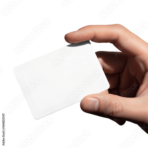 Close-Up of a Hand Holding a Blank White Business Card