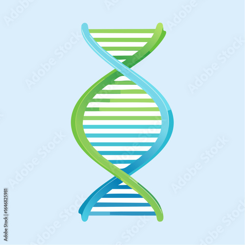 Blue and green gradient DNA helix in clean minimal style