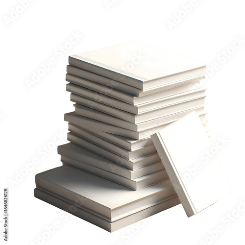 Stack of Blank White Books Arranged on a Neutral Gradient Background