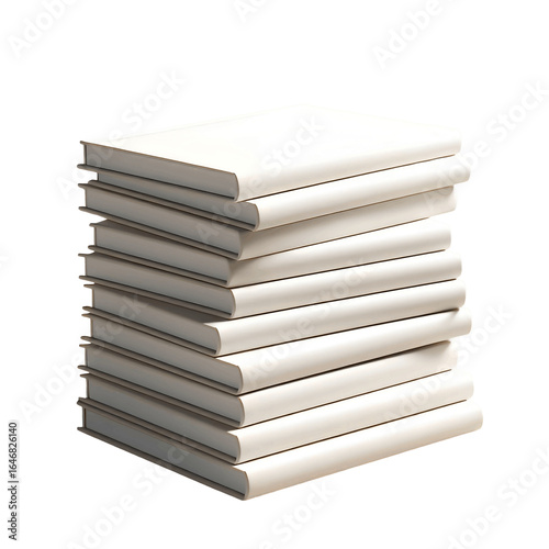 Stack of White Hardcover Blank Books on Beige Background