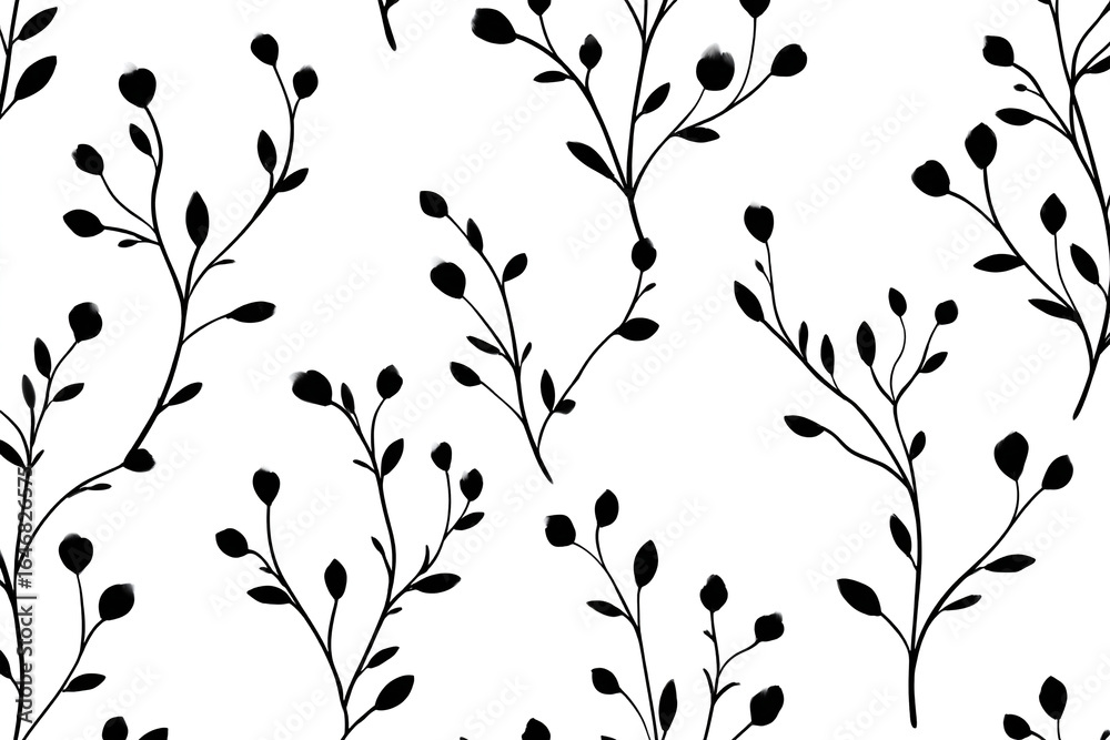 © Hmen - PATRÓN BOTÁNICO MINIMALISTA LIMPIO CON HOJAS ESTILIZADAS