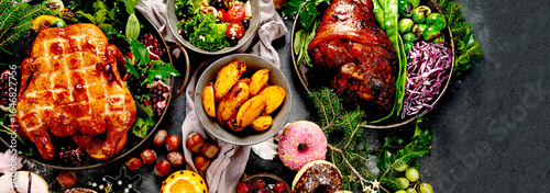 Christmas holidays table setting concept