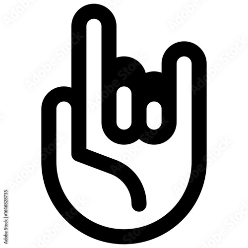 Hand horns. Outlined stroke vector icon with black-filled details.