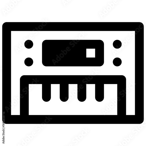 Keyboard. Outlined stroke vector icon with black-filled details.