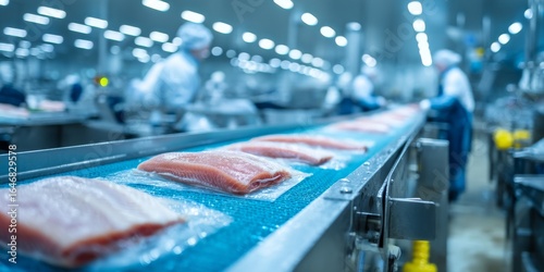 Wallpaper Mural Salmon fillets being processed and packaged in a seafood processing plant Torontodigital.ca