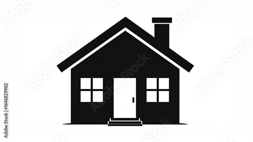 A simple black house icon shown as a flat vector silhouette. Minimalist residential building symbol isolated on a white background for real estate concepts.