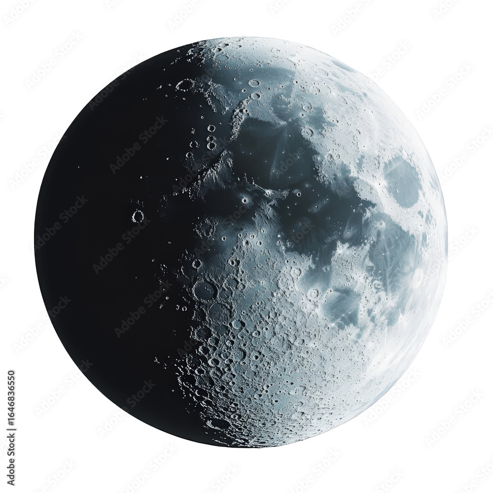 Naklejka premium The moon with visible craters and surface detail, isolated on transparent background