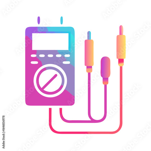 Digital multimeter with probes isolated on white background for electrical testing