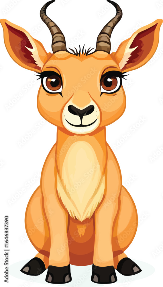 Fototapeta premium Adorable Gazelle Cartoon Character Illustration Cute Animal Graphic For Childrens Books Educational Resources And Vector Design Projects Adding A Playful Touch And Charm