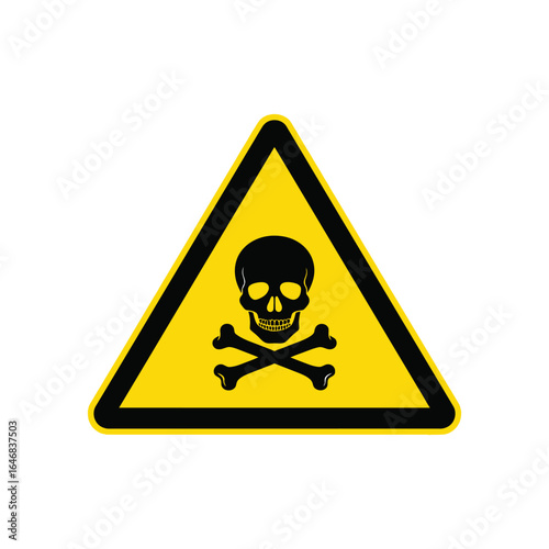 Skull and crossbones danger warning sign isolated on white background, symbolizing hazard, toxicity, and the potential for death or harm