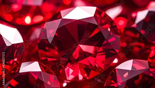 Close-up of many brilliant red gemstones
