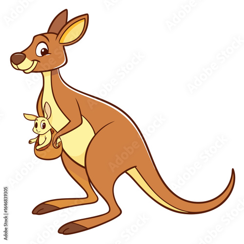a cartoon kangaroo holding a baby kangaroo
