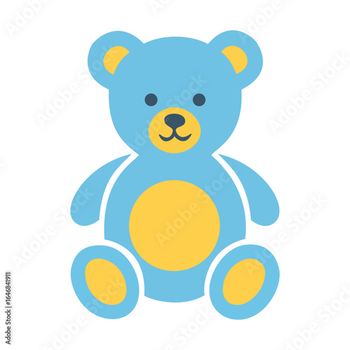 A simple and adorable blue teddy bear vector illustration, great for children's projects, toy-related designs, and baby shower invitations.