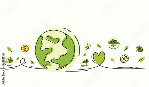 Sustainable development and green investment concept with icons. Green business, finance and investment for sustainability to reduce carbon emission. ESG for business and organization, Eco friendly.