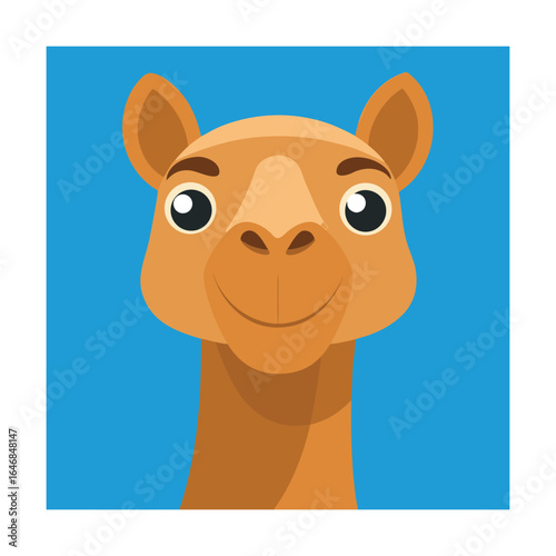 Cartoon Camel Face With Blue Background animal desert