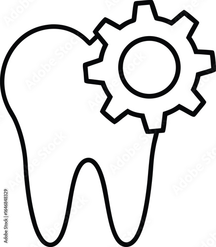 dental gear with tooth icon isolated on transparent background