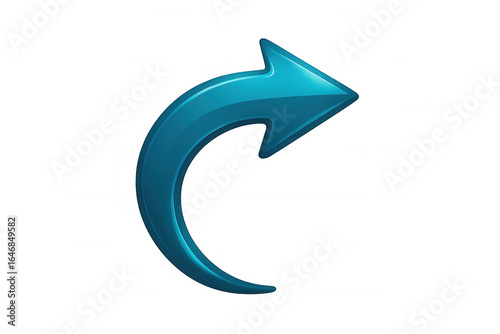 Free Download Curved glossy blue arrow directing rightward on transparent surface, symbolizing dynamic movement and forward progression - GFXLoad