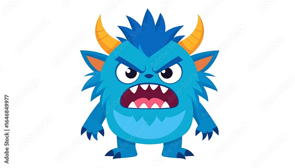 Fototapeta premium Angry blue monster cartoon (1)