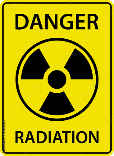 Caution danger radioactive Ionizing radiation material signage yellow printable sign. ionising radiation