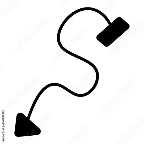 Winding, solid icon showing a fluctuating path to a downward destination.