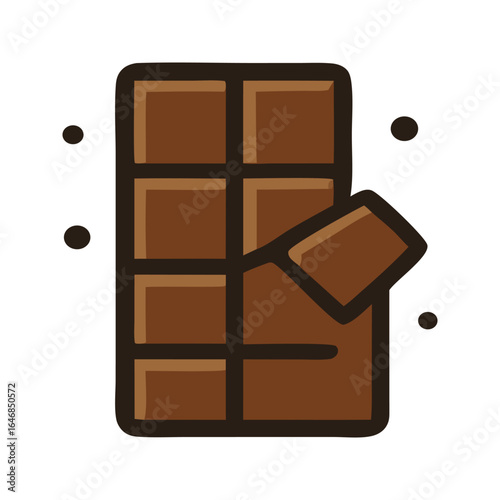 Brown chocolate bar icon symbolizing indulgence, treat, sweets. Ideal for food blogs, packaging design, dessert menus, and chocolate branding projects.