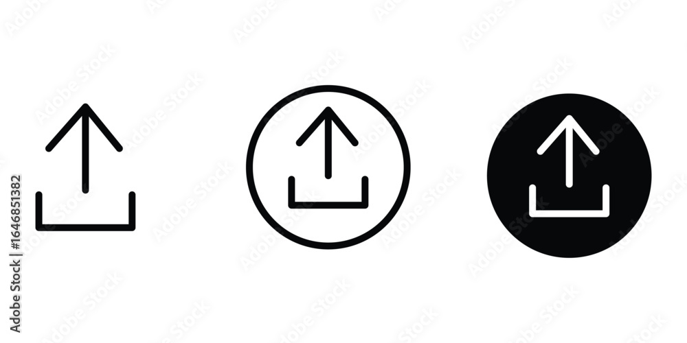 Upload Icon Set in Outline and Solid Circle Styles for Web and App Interface Vector Illustration Upload Icon Set in Outline and Solid Circle Styles for Web and App Interface Vector Illustration