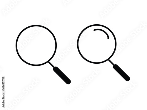 Magnifying Glass Vector Icon Set – Search, Zoom, Inspect Symbol for Web, App, and User Interface Design"