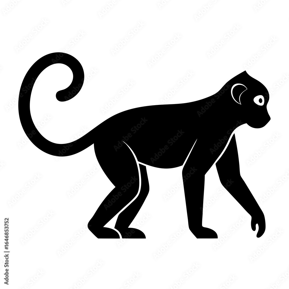Obraz premium Monkey Silhouette – Flat Minimal Vector Illustration 
