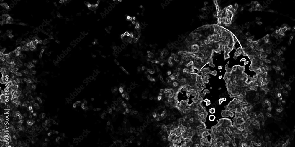 Obraz premium Abstract black background with intricate white contour lines forming organic, fluid, and swirling patterns. Liquid motion, with varying line thickness creating depth and texture.