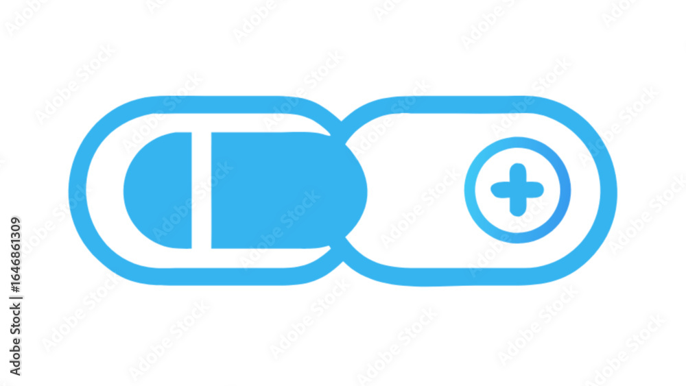 Blue toggle switch button ui ux design for app interface control and on off state vector graphic element