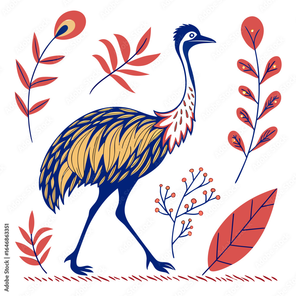 Obraz premium Colorful Vector Illustration of Birds on White Background