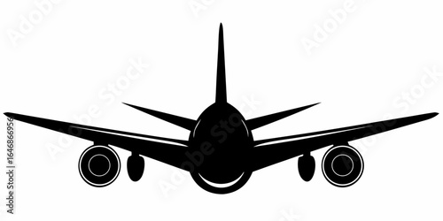 commercial aircraft flying back view silhouette