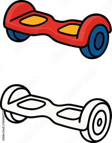 Hoverboard SelfBalancing Scooter Cartoon Illustration Set.