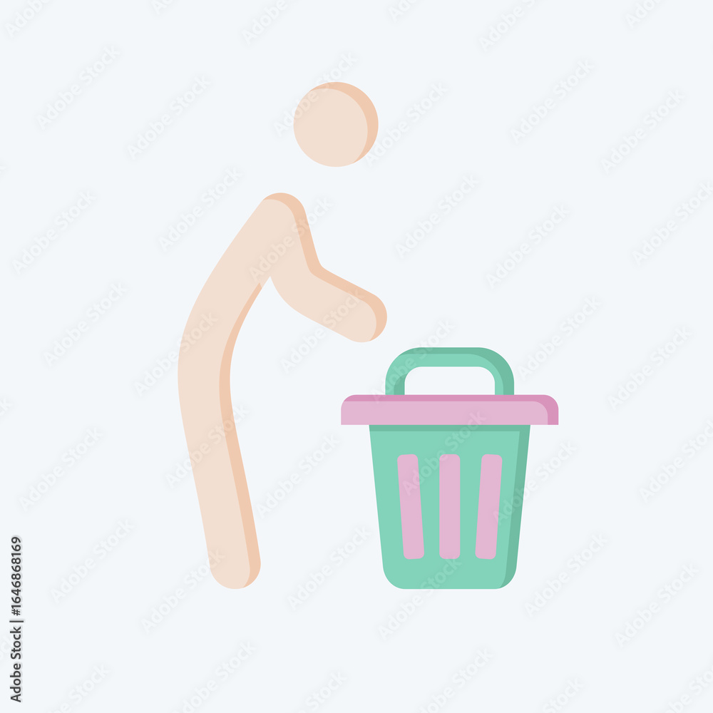 Fototapeta premium Icon Throw Away. related to Waste symbol. flat style. design editable