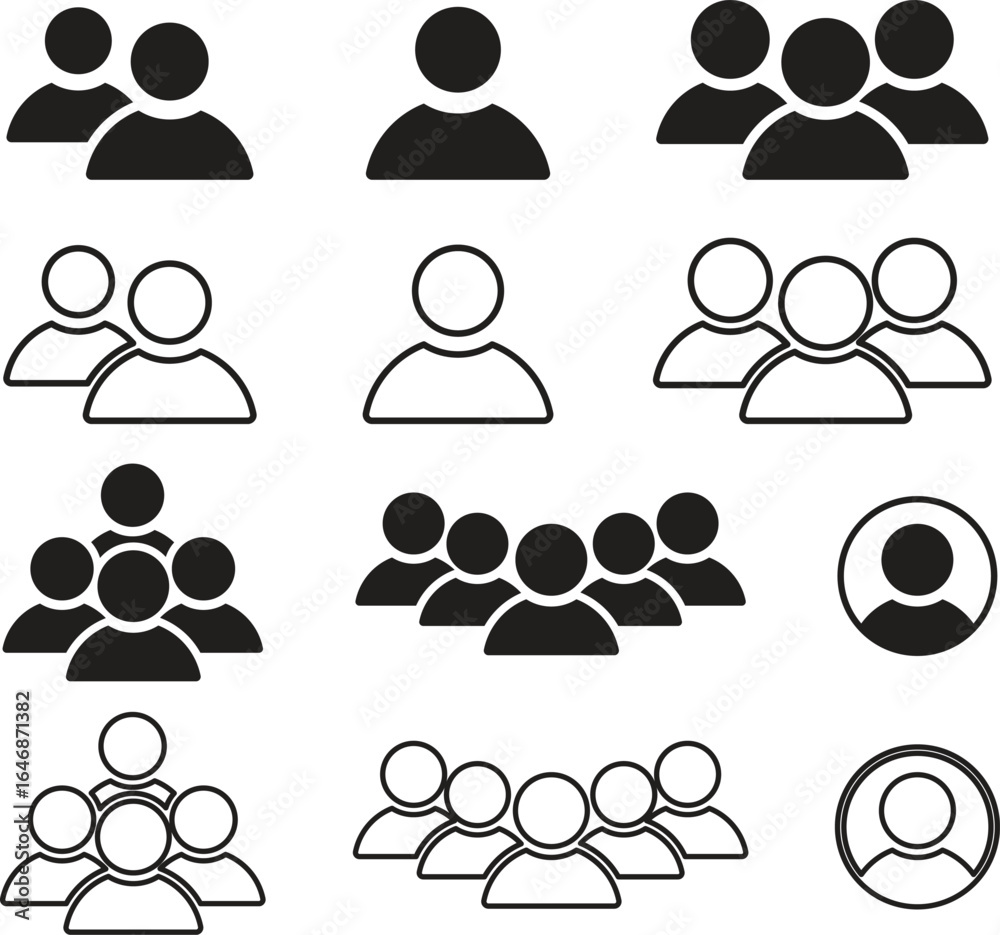 People group icon set. Team people. User profile symbol. Group of people or group of users collection. Persons symbol - stock vector. People group icon set. Team people. User profile symbol. Group of people or group of users collection. Persons symbol - stock vector.
