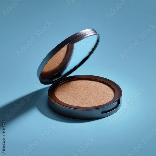 Open makeup compact with powder
