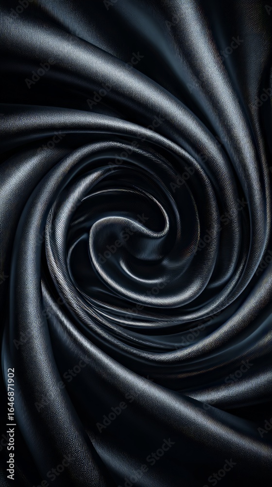 Fototapeta premium Dark Blue Fabric With Swirls And Gold Design