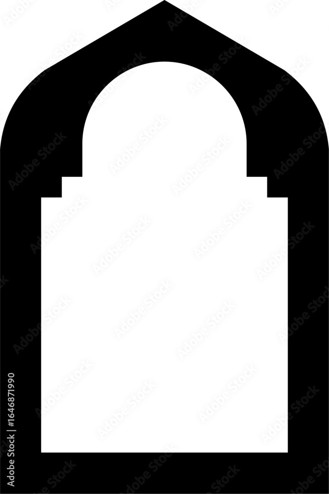 Fototapeta premium Islamic Arch Style Mosque Entrance Door with Ornamental Window Frame