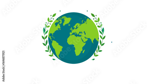 Global Harmony Earth with Olive Branch Wreath Illustration