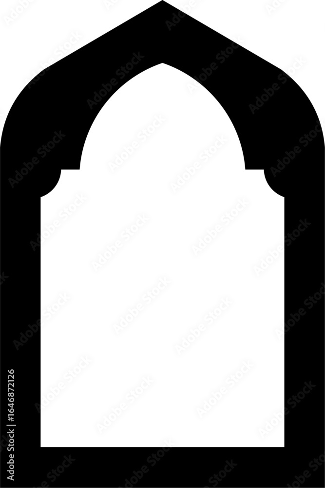 Fototapeta premium Islamic Arch Style Mosque Entrance Door with Ornamental Window Frame