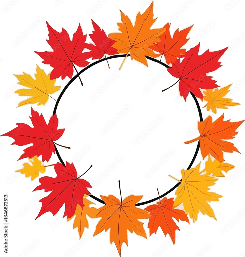 Fototapeta premium Golden autumn maple leaves forming a decorative frame, ideal for seasonal banners, posters, and invitations