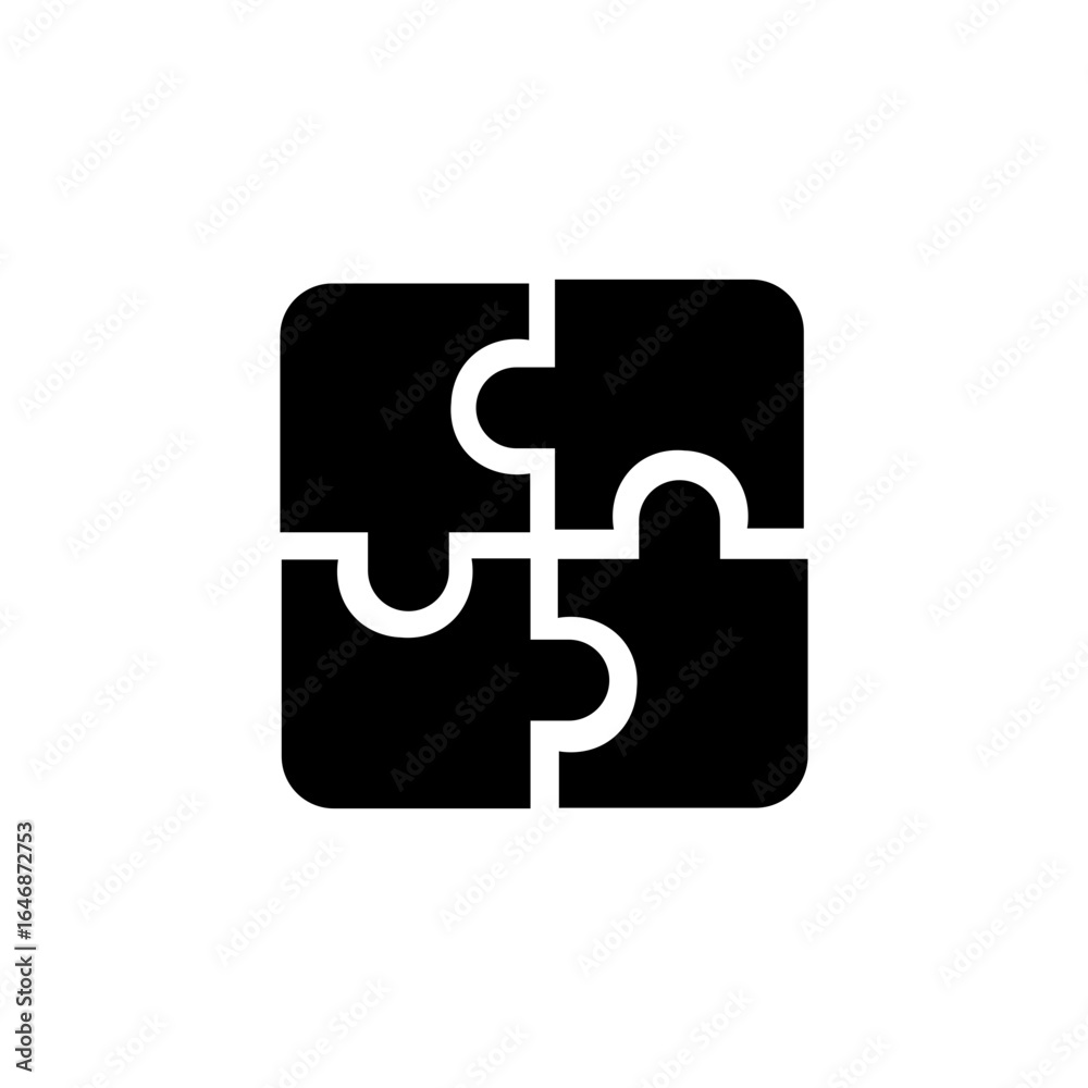 Obraz premium Simple Black and White puzzles solutions flat black icon SVG